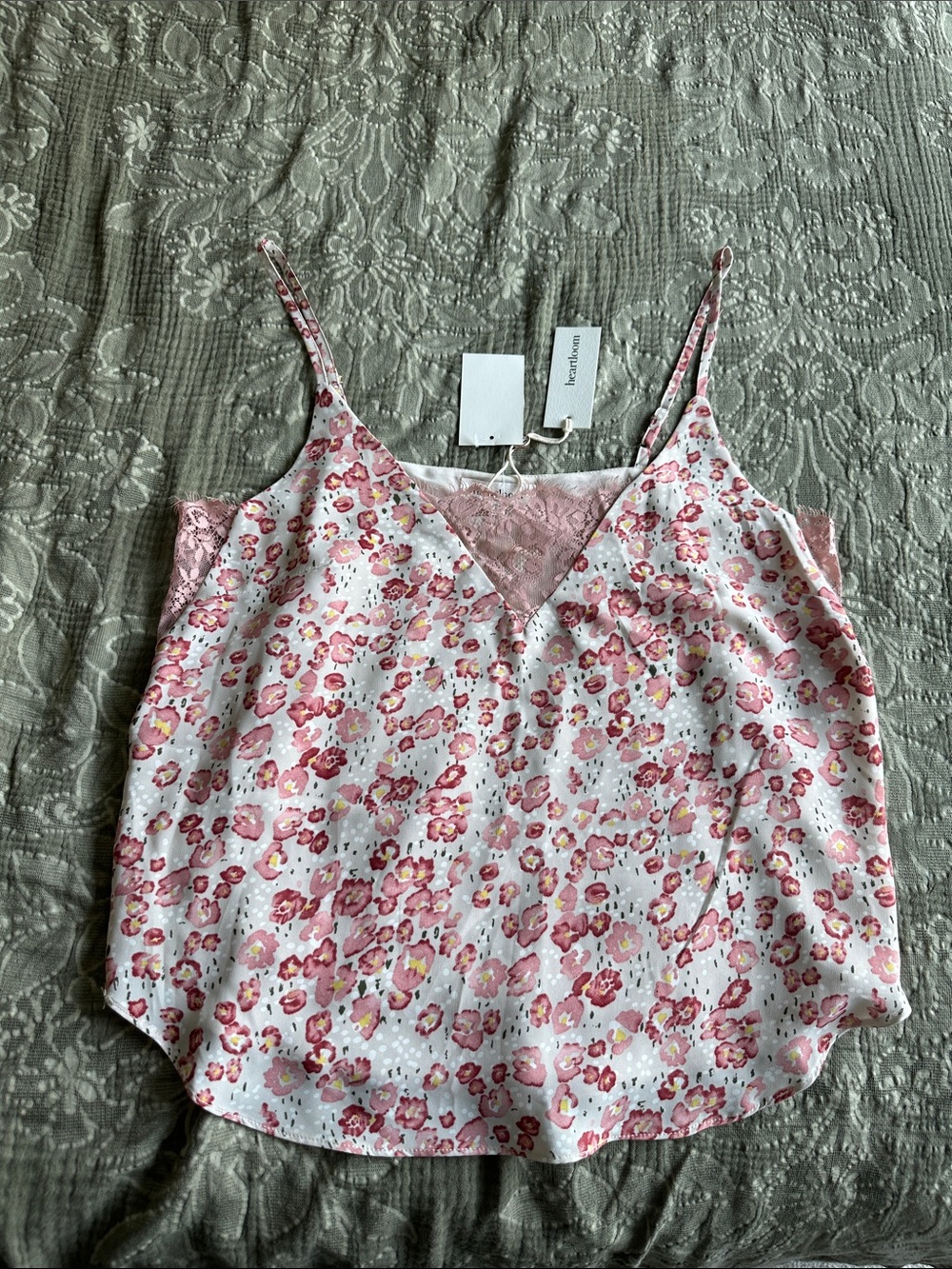 Heartloom Pink Floral Lace-Trim Cami Top
